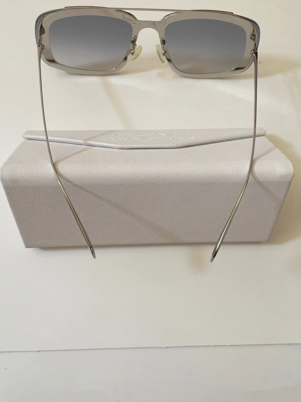 Alexander McQueen Silver Frame Sunglasses with Black Gradient Lenses
